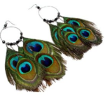 Peacock Feathers Hoops Earrings