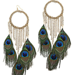 peacock feather eearrings