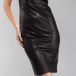 Thomas Wylde Leather One Sleeve Ruffle Dress