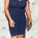 Caroline Manzo Blue Bandage Posche Fashion Show Dress La Cite