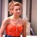 Dani Jonas Orange Tie Strapless Top from Birthday Party Married to Jonas