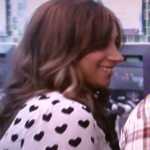 Dani Jonas White and Black Heart Blouse at Frozen Yogurt Store Married to Jonas