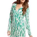 Diane Von Furstenburg DVF Twig Print Dress Green and White