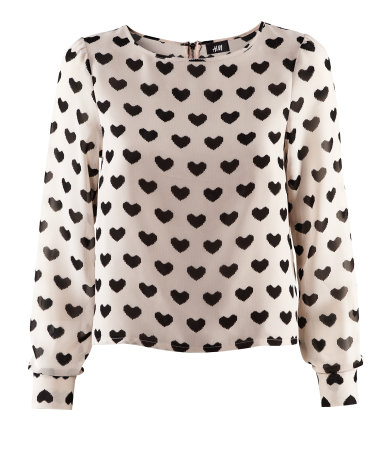 H & M Black and White Heart Blouse Shirt H M Black and White Heart Blouse Shirt Dani Jonas Married to Jonas Episode 4 Fashion
