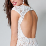 Jovani 171924 White Lace and Feather Mini Dress