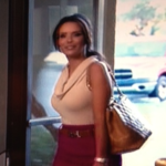 Karen Sierras Tan Purse & Belt Walking In To Work Chanel Hermes