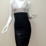 La Cite Scoop Neck Bandage Dress Black Silver