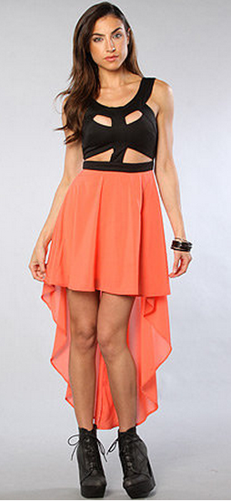 Reverse Coral and Black Bandage Dress Reverse Coral and Black Bandage Dress The Voice Fashion: Devyn Deloras Black & Coral Cutout Dress