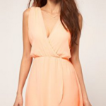 TFNC Chiffon Wrap Dress Peach