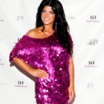 Teresa Giudice Posche Fashion Show Season 4 Purple Sequin Dress Brian Lichtenberg