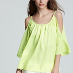 Vintage Havana Cold Shoulder Top Yellow Green