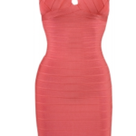 Vixen Coral Wrap Keyhole Bandage Dress