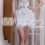 White Lace and Feather Dress