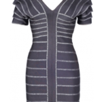 Alice Grey Bandage Dress with Silver Piping CelebBoutique