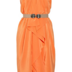 BCBG Coral Orange Belted Silk Charmeuse Dress