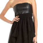 Faux Leather and Chiffon Bustier Dress