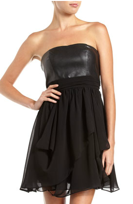 Faux Leather and Chiffon Bustier Dress Ramona Singers Blue Leather Reunion Dress