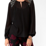 Forever 21 Embellished Shoulder Black Top