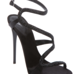 Giuseppi Zanotti Design Stilletto Black Jeweled Sandal