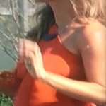 Joanna Krupa Orange and Pink Colorblock Dress Backstage Clothing