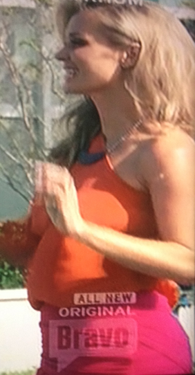 Joanna Krupa Orange and Pink Colorblock Dress Backstage Clothing