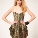 Ruby Rocks Snake Print Strapless Dress