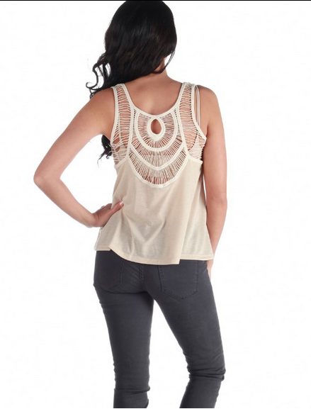 Vintage Havana Crochet Back Tank White Joanna Krupas White Crochet Back Tank