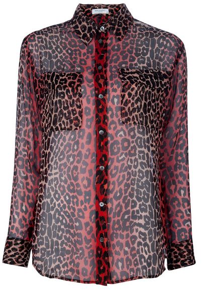 Equiptment Red Leopard Blouse Shirt Camille Grammers Leopard Blouse