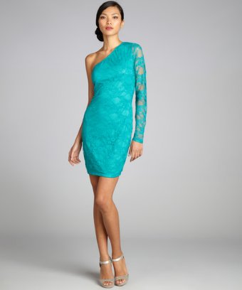  Sleeve Dress on Style Stealers Blue Lace One Sleeve Dress By Emilio Pucci