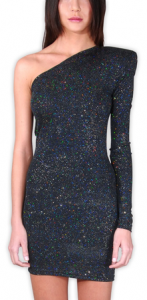 Brian Lichtenberg Padded Shoulder Glitter Dress