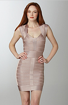 French Connection Bandage Dress in Blush Pink