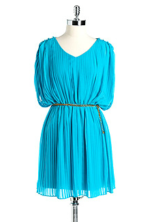Jessica Simpson Pleated Belted Dress