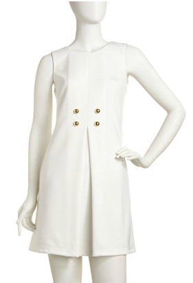 Julie Brown White Dress with Gold Buttons