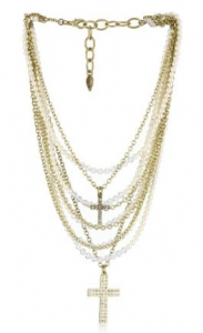 Sisi Amber Beaded Cross Necklace
