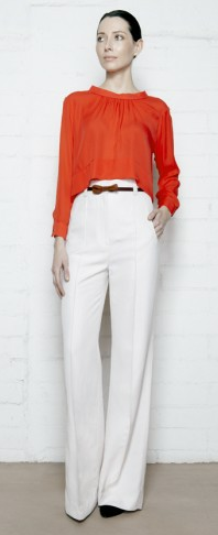 TT Collection Long Sleeve Cropped Silk Blouse