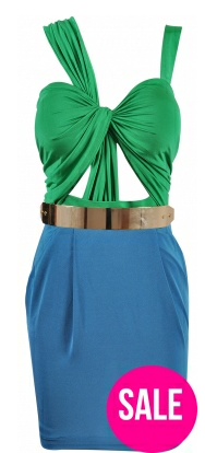 Blue and Green Colorblock Dress Gucci Inspired