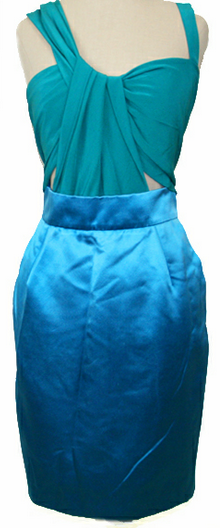 Gicci Aqua and Blue Colorblock Dress