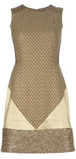 Missoni Panelled Dress Gold Metallic Denise Richards