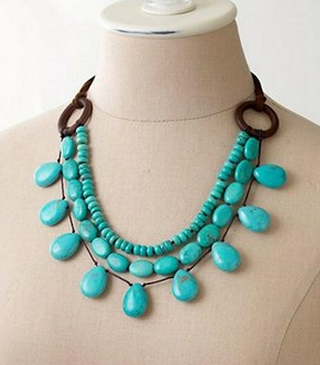 stella & Dot Cortez Bib Necklace Turquoise