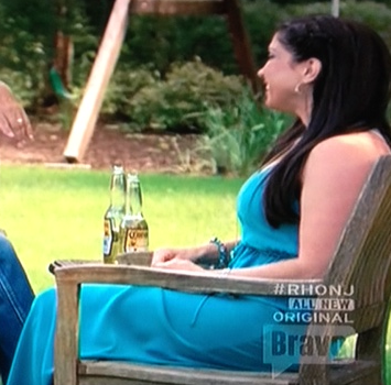Jacqueline Laurita Blue Halter Maxi Worn While Talking to her Dad Young Fabulous & Broke