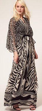 Mango Zebra Caftan Kaftan Maxi Dress