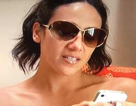 Melissa Gorgas Black and Gold Beatstock Sunglasses in Hotel Room