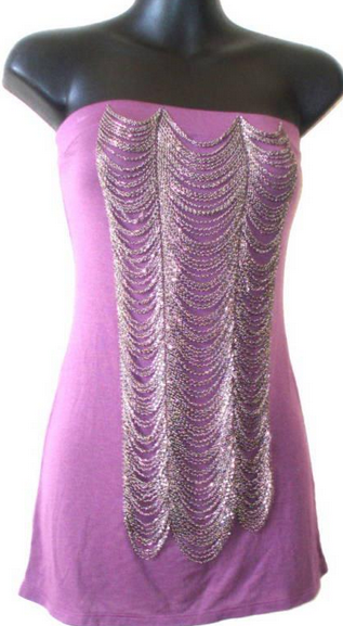 Moda International For Victorias Secret Melissa Gorga Purple Chain Top