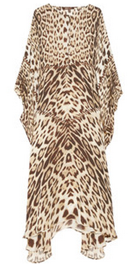 Roberto Cavalli Leopard Print Silk Chiffon Kaftan Kim Kardashian