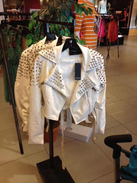 Akira Studded  Spiked Leather White Moto Jacket