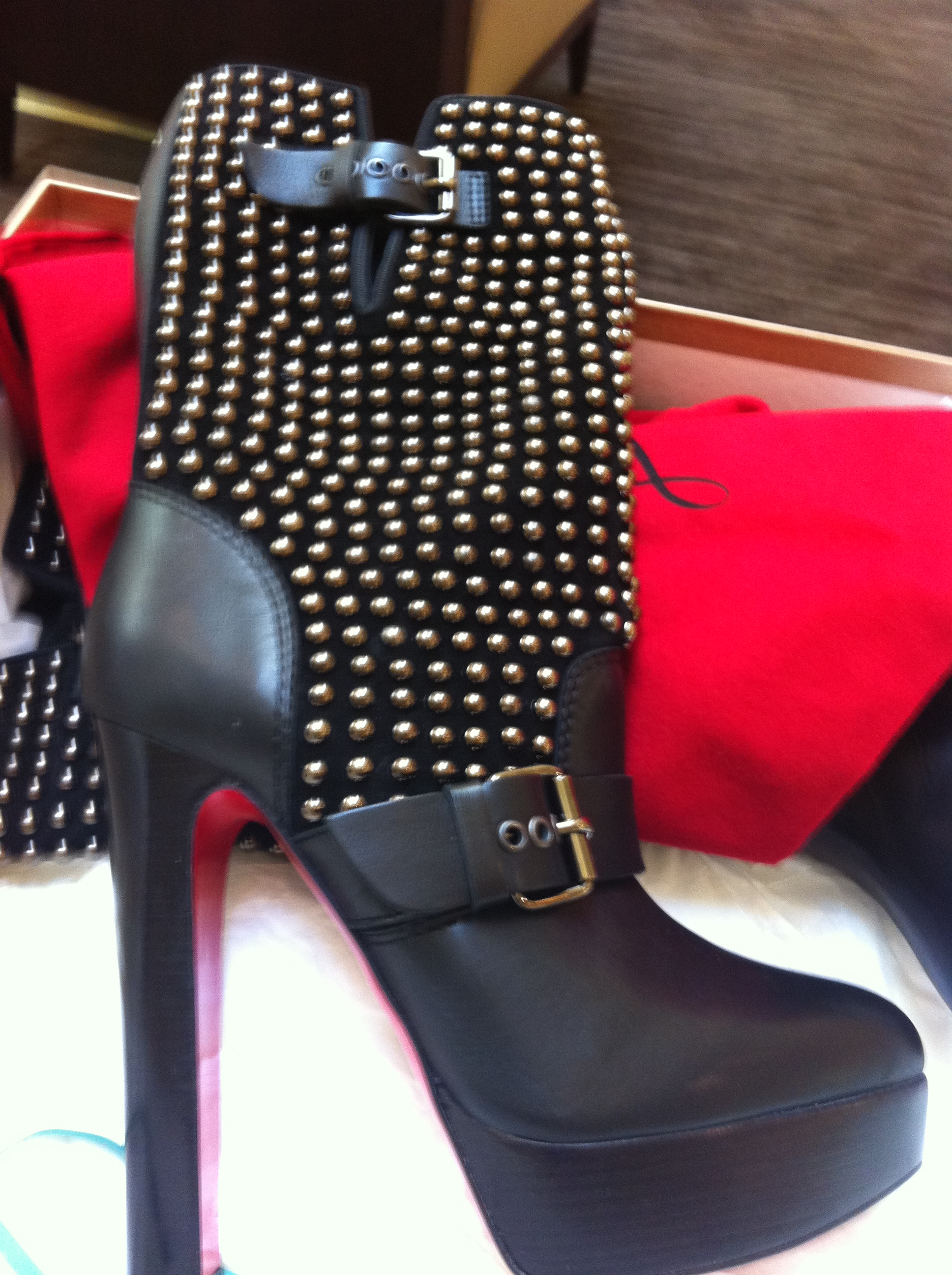 Christian Louboutin Studded Boots with Buckle