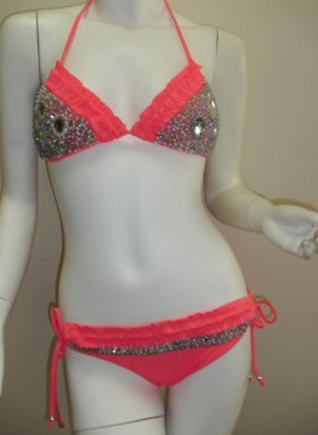 Holt Lola Bikini in Coral with Crystals