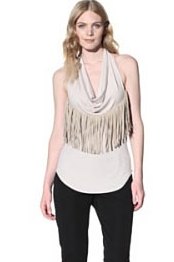 Iron by Sherry Bodell Suede Fringe Halter Top Teresa Giudice