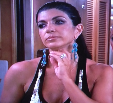 Teresa Giudice's Black and Silver Sequin Embellished Tank Top in the RV in California Young Fabulous & Broke Keelye Tank Top