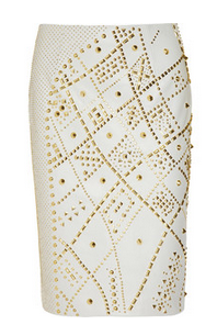 Versace Studded Pencil Skirt White